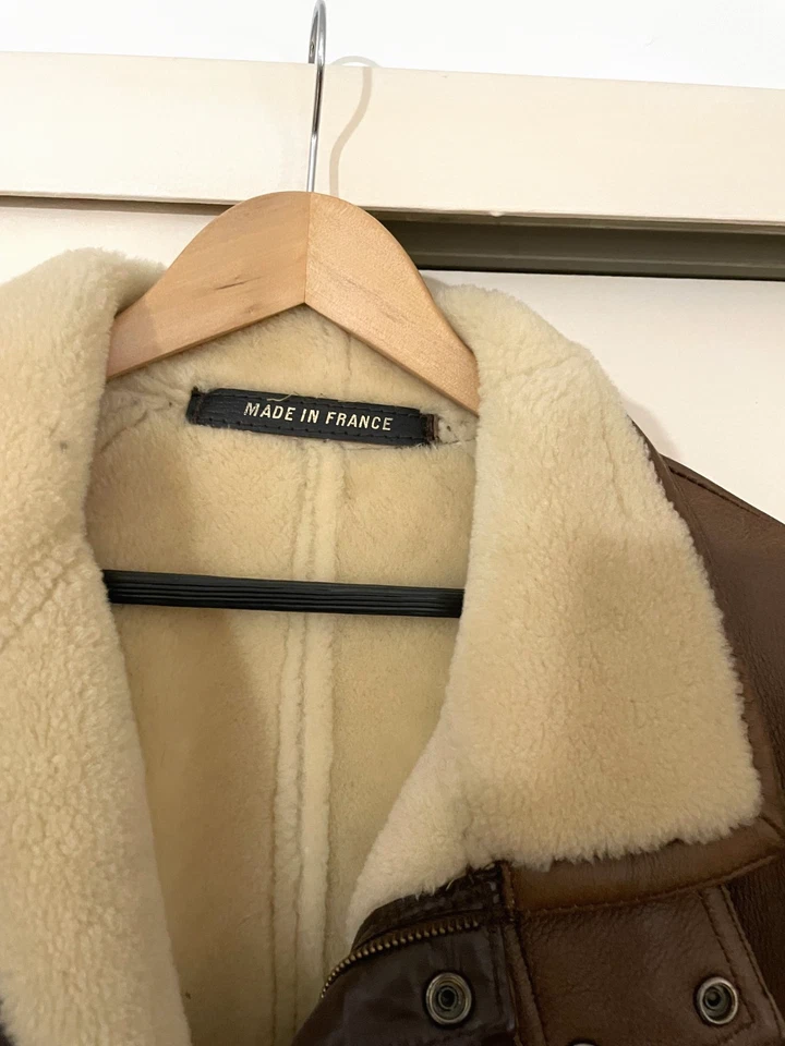 Chaqueta de aviador de cuero para hombre/mujer piel de oveja único dueño HECHA EN FRANCIA personalizada Foto 2 de 4