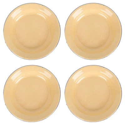 4 Pcs Teller Emaille Flach Klein Runde Emaille-teller Vorspeisenteller - Bild 1 von 4