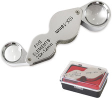 10X 20X Jeweler Loupe Pocket Magnifier Dual Lens Foldable Jewelry Tool