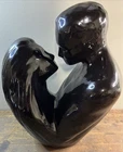 VTG  15" Black Royal Haeger “Lovers Embrace”Black Nickel Sculpture Statue MCM