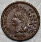 Uncirculated 1864 Bronze Indian Head Cent, Fully Lustrous & Razor-Sharp.