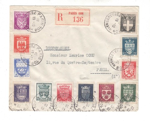 Frankreich , Städtewappen 1942 als Satzbrief