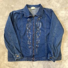 Embroidered Beaded Floral Jean Jacket