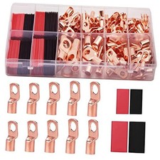 Copper Wire Lugs AWG2 4 6 8 10 12 with Heat Shrink Set, 10 Kind Sizes, 160