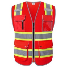 Reflective Safety Vest for Men Women Meets ANSI/ISEA 107-2015 Red-04, 4X-Large