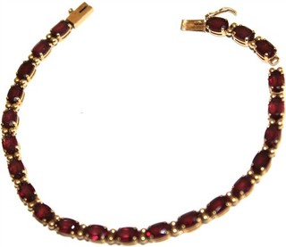 Solid 14K yellow gold marked 14K ruby gemstones clasp bracelet needs fix #1137