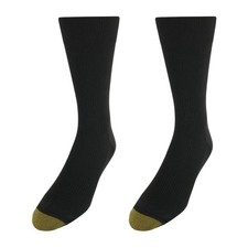 GOLD TOE Men's Comfort Top Crew Dress Socks, Shoe Size 6-12.5 - Black 2 Count 