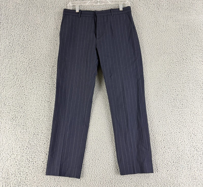 Marni Dress Pants Womens Size 12 (48) Navy Blue Pinstripe Ankle Length Mid-Rise