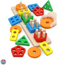 Montessori Toys for 1 to 3--Old Boys Girls Toddlers, Wooden Sorting  Stackin...