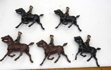 Lot of 5 Vintage Lead Cavalry Riders on Galloping Horses   c.1910s  30s WWI-era