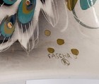 Sascha Brastoff Handsigned Peacock Square Ceramic Art Ashtray — photo 3
