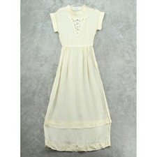 Vintage Albert Nipon Dress Womens 4 Silk Ivory Sheer Lace Maxi Victorian Cutout