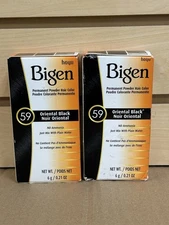 BIGEN #59 Lot Of 2 Oriental Black POWDER HAIR COLOR No Ammonia Mix W/Water 0.21