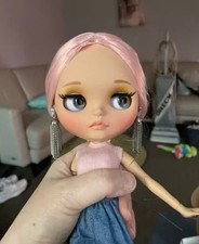 Neo Blythe Doll Pink Hair Custom Matte Face 1/6 Jointed Body Tan Skin BJD OOAK