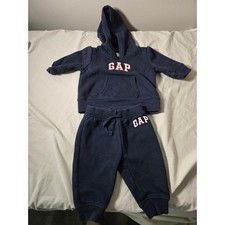 Baby Gap Navy Blue Pink Logo Hoodie and Sweatpants Tracksuit Set 3-6 Months