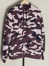 Nike Sportswear Club Hoodie Mens L Red Camouflage Cotton Fleece Lined