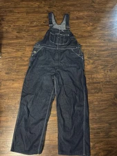 Sears Roebucks Denim Bib Overalls Mens 44x32 Carpenter Blue Dark Wash Great Cond