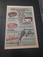 Boyer Peanut Butter Cups Boyer Lite Writer 1980s 7x10 Print Ad Vintage 