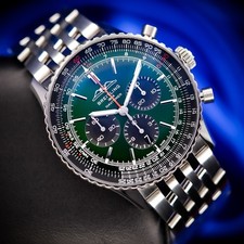 Breitling Navitimer 1 B01 Chronograph 46 AB0137241L1A1 46mm Steel Green Dial B&P