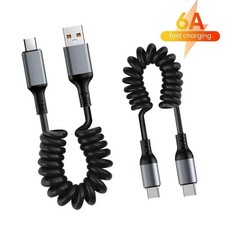 Fast Charging Cable Spiral Type C Charger Fast Charging Coiled USB C Cable 6A