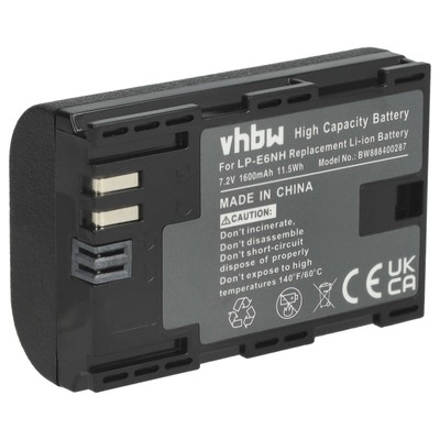 Akku für Canon EOS 7D Mark II 70D 90D R 6D Mark II 6D 80D 7D 60Da 1600mAh 7,2V