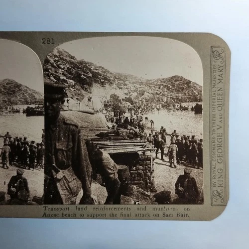 WW1 Military Stereoview C1916 Real Photo Turkey Gallipoli  Anzac Beach
