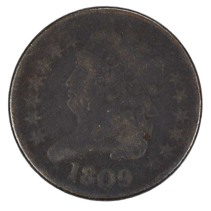 1809 Draped Bust Half Cent 1/2C VG+ C-4 R.3 Small O inside Large O 