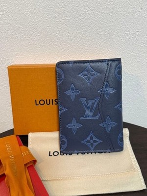 Louis Vuitton Monogram Shadow Pocket Organizer Leder Navy