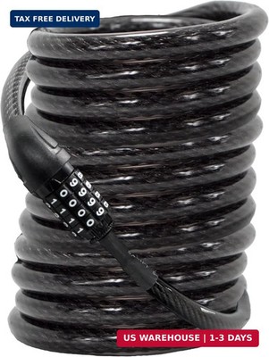 Lumintrail Long Coiled Bike Cable Lock 3/8 Inch 20ft. (4, 6, 10, 15, 20, 25, 30f