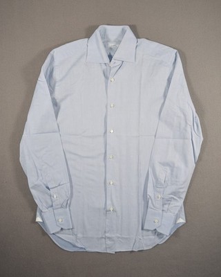 Mattabisch Napoli Shirt Mens 15.5 39 Blue Dress Shirt Cotton Made in Italy