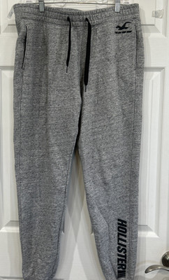 Hollister Men L Sweatpants Heathered Gray Track Pants Lounge Pull On Drawstring