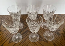 Waterford Lismore 6 Cut Crystal Claret Wine Glasses 5 7/8" w/Older Maker's Mark