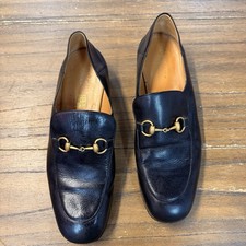 Gucci Horsebit Loafers Mens Size 12 Black Leather Gold Bit Made Italy