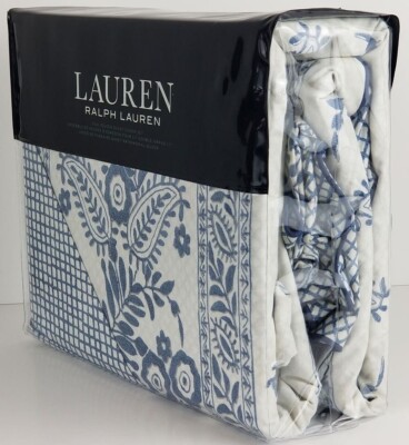 Ralph Lauren Wakefield Blue Paisley Full Queen Duvet Cover 3 pc