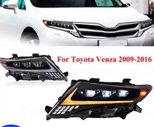 Pair For Toyota Venza 2009-2016 LED Headlights Headlamps Projector LED DRL Black