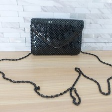 VINTAGE Evening Cocktail Purse Bag Black Metal Mesh Crossbody Slin Whimsigoth