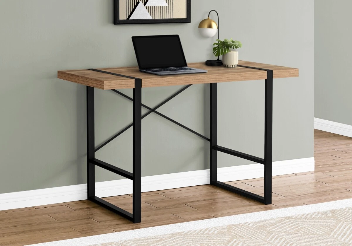 Monarch Specialties I 7657 48 in. Metal Computer Desk Light Reclaimed Wood