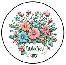 THANK YOU FLOWER BOUQUET ENVELOPE SEALS LABELS STICKERS PARTY FAVORS