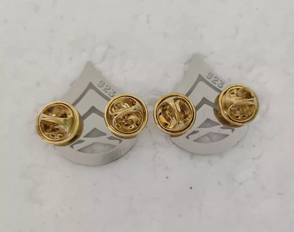 Pair Of US USMC Marine Corps Staff Sergeant Insignia Rank Metal