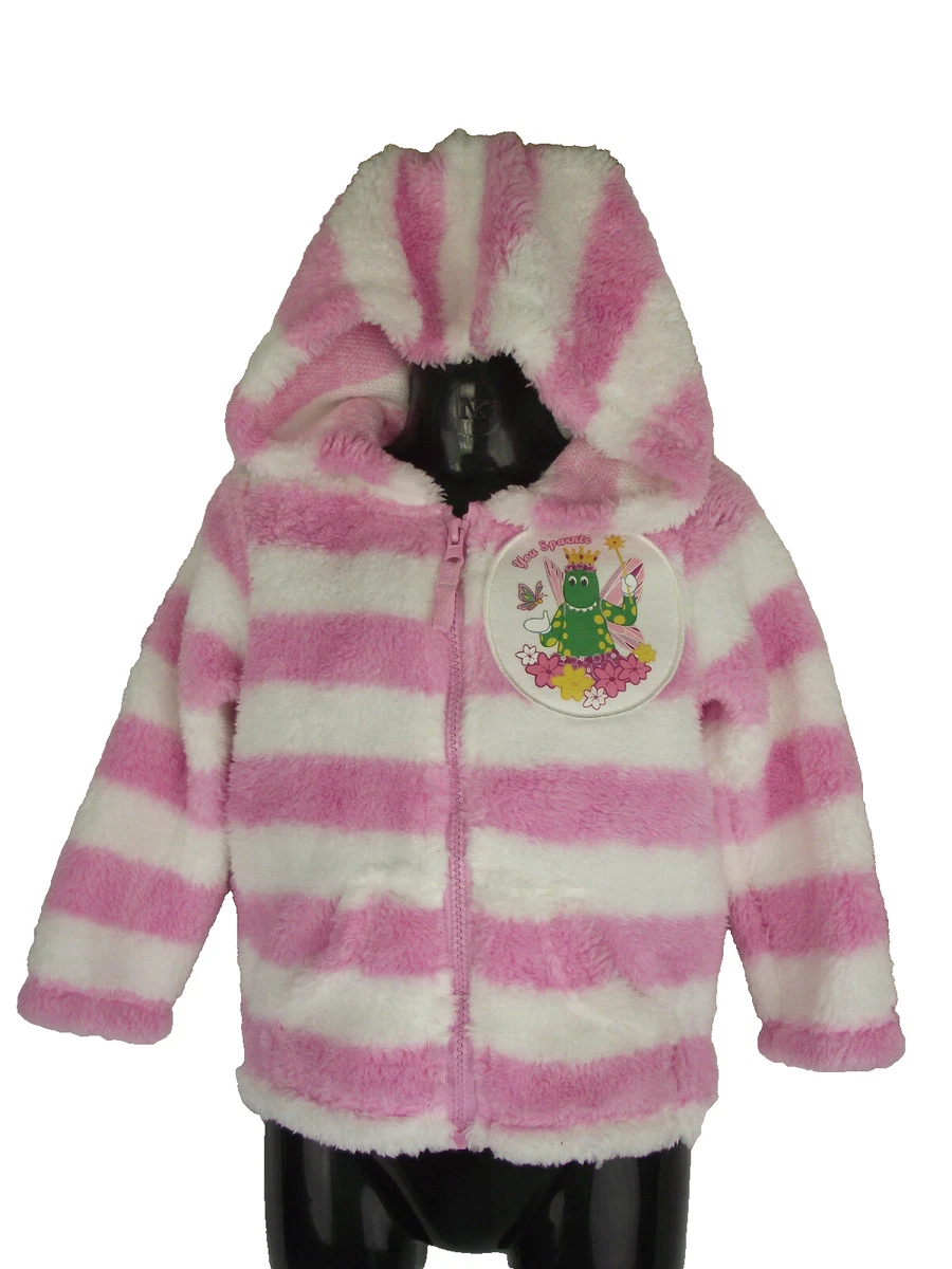 BNWT Pink & White Dorothy The Dinosaur Girls Sz 3 Fuzzy Zip Front Hoodie Jacket