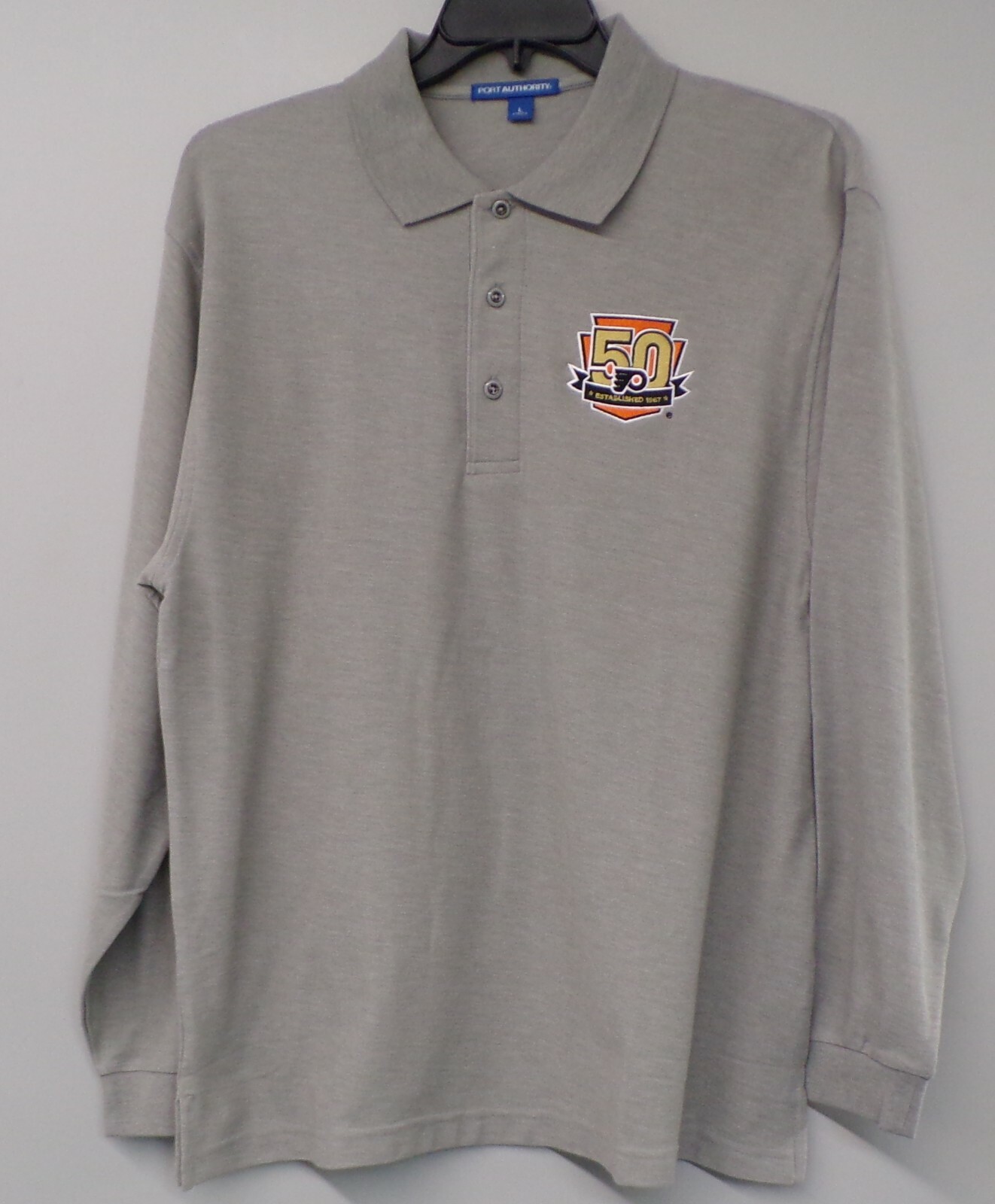 Philadelphia Flyers NHL 50 Year Mens Long Sleeve Polo XS-6XL, LT-4XLT New
