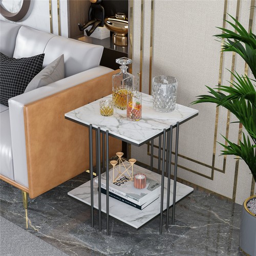 Real Marble Side End Table Golden Frame Nightstand Storage for Artworks Bonsai - Picture 93 of 123