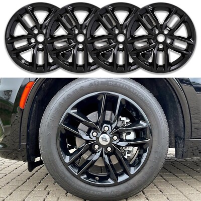 Black Snap-On Wheel Covers 4PC Set FOR 2021-2025 Dodge Durango 20'' Aluminum Rim