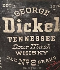 2 Vintage GEORGE DICKEL Mini Liquor Bottles empty Airline Tennessee Whiskey