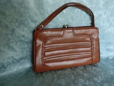 Tolle Tasche braun mit Henkel Schnappverschluss 34X22cm 70 er Jahre Nostalgie