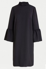 J. Crew NWT Ruffle Neck Shift Dress 365 Crepe Black Women's Size