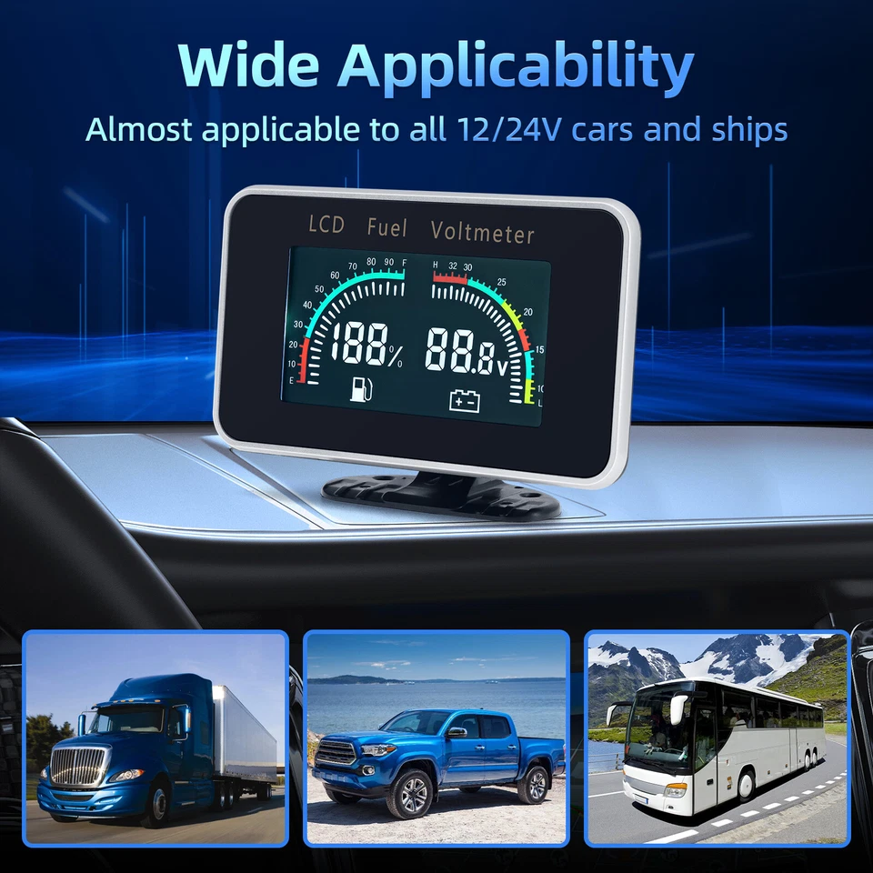 Kit de calibre 2 en 1 medidor de nivel de combustible y voltímetro universal para coche camión 12/24 V Foto 2 de 4