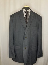 Haggar Mens 48L 52" Blazer Sport Coat Suit Jacket Gray 2 Button