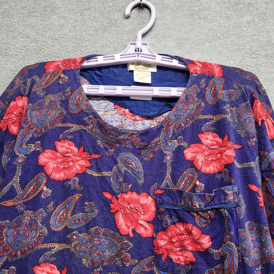 ВИНТАЖНЫЙ Victoria's Secret женщин верхний большой синий пейсли туника 3/4 рукав пуловер - Изображение 3 из 4