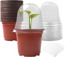 Plant Nursery Pots with Humidity Domes,30 pots 30 Transparent lids+ drain holes